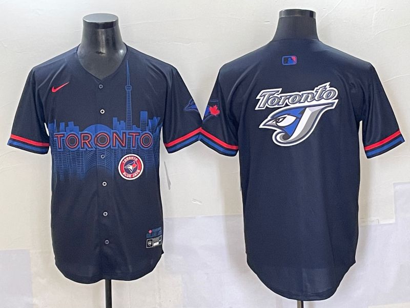 Men 2025 Toronto Blue Jays Blank Black Joint Name Nike MLB Jersey style 1->toronto blue jays->MLB Jersey